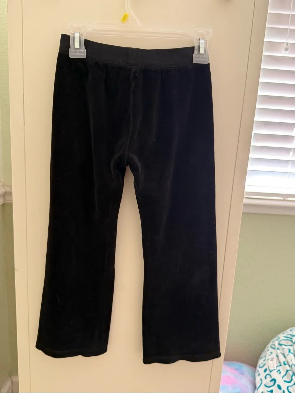Juicy Couture Black Velour Track Pants with Pink Label Detail